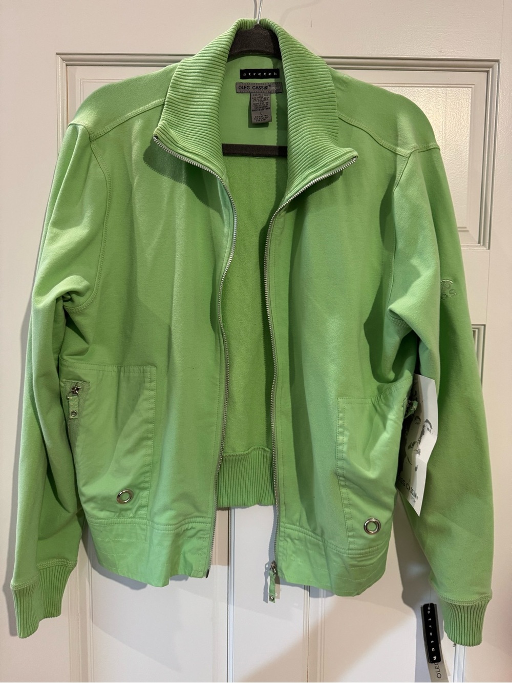 Oleg Cassini Women's Mint Green Zip-Front Bomber Sports Jacket